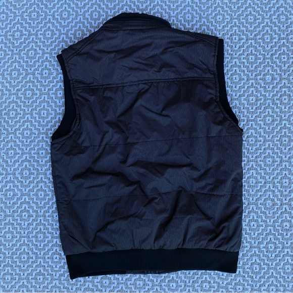 Truth Substance Common Sense Men’s Hooded Vest Black / Pinstripes Size Large EUC - Picture 2 of 15